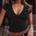 2025 New V-Neck Short Sleeve Top T-Shirt, Women's Slim Fit Girl Y2K Fashion Cross-Border Hot Item_ecoleips.com