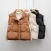 Pinghu Chixin Simple Casual Stand Collar Puffer Down Women New Autumn Winter Short Loose Vest_ecoleips.com