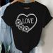 European And American Spring/summer Women's Black Large Size Heart Print Trendy Short-sleeve Cartoon T-shirt_ecoleips.com