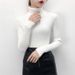 girl Turtleneck Sweater Base Layer Women Slim Fit Thick Knitwear 2024 Autumn Winter New Solid Color Pullover Inner Wear_ecoleips.com