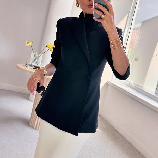 Women's Clothing Women's Long Sleeve Satin Suit Casual Loose Fashion One Button Jacket Autumn Winter Long Sleeve For Formal & Casual_ecoleips.com