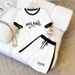 Women's Elegant Butterfly Print Suit Milan Letter Short Sleeve Top Straight Leg Shorts Set_ecoleips.com