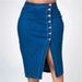 Plus Size Stretch Denim Long Skirt_ecoleips.com