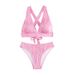 Solid Color Bikini Strap Swimsuit Female High End Beach Bikini Hot Spring Swimsuit_ecoleips.com