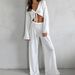 European And American Cross-Border Summer Knitted Sleeve Long Pants Comfortable Lazy Pajamas Women's Homewear Set_ecoleips.com
