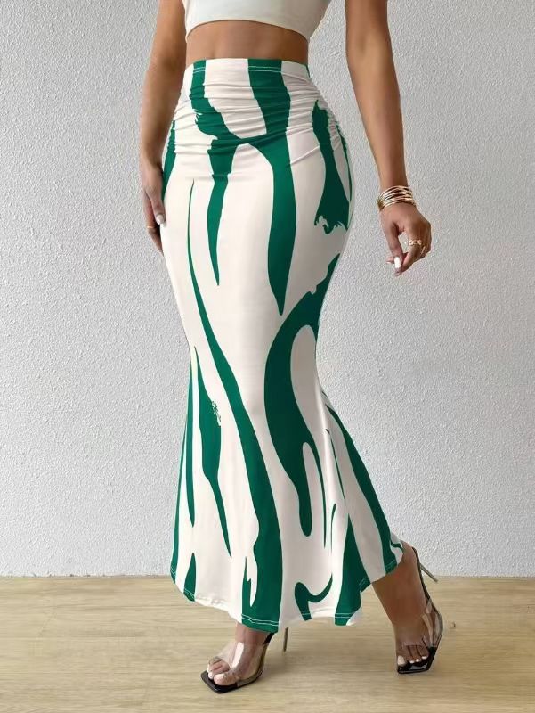 Spring Summer Slim Fit Pleated Knit Fishtail Skirt For Women Sexy Versatile_ecoleips.com