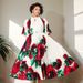 Women's Clothing Plus Size Women's Clothing High End Printing Heavy Beading Pleated Long Dress Pleated Skirt Temperament Dress For Women_ecoleips.com
