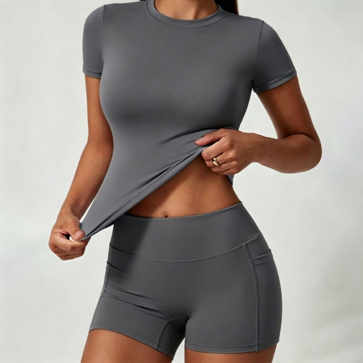 Women's Quick Drying Yoga Sports Set Two Piece Fitness Suit Short Sleeved Sportswear for Fitness_ecoleips.com
