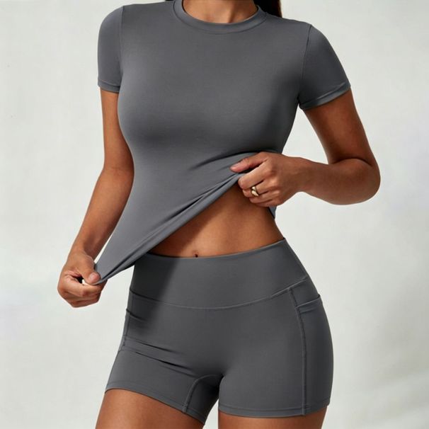 Women's Quick Drying Yoga Sports Set Two Piece Fitness Suit Short Sleeved Sportswear for Fitness_ecoleips.com