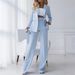 Elegant Double Breasted Lapel Suit Set for Women High Waisted Wide Leg Trousers European American Style High End Professional Two Piece Outfit_ecoleips.com