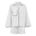 European And American Autumn Cotton Linen New Loose Pajamas Long Sleeve Shorts Set Cross-Border Women's Homewear_ecoleips.com