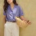 French Style Mulberry Silk Cuban Collar Short Sleeve Shirt For Women Summer_ecoleips.com