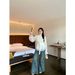 French-style Elegant Long-sleeve Ruffled Irregular Stra Off-shoulder Halter-neck Shirt, Sring Waist-cinching Blouse_ecoleips.com