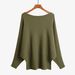 Hot-Selling Women's Off-Shoulder Batwing Sweater Ribbed High Elastic Lazy Style Pullover Plus Size_ecoleips.com
