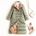 Reversible Long Women's Down Coat With Oversized Lapel, Knee-Length Warm Winter Jacket, Dual-Tone Design For Fall & Winter_ecoleips.com