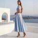 Women's Clothing Women's V Neck Dress Lace Trimmed Waist Short Sleeved Outfit For Vacation Style For Formal & Casual For Women_ecoleips.com