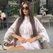 Women's French Style Short Dress Elegant Printed Small Stand Collar Flared Sleeves Single Breasted Tie Waist A-Line Skirt_ecoleips.com