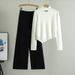 Women's Clothing Fashion Knitted Suit Irregular Turtleneck Sweater Casual Wide Leg Pants Two Piece Suit For Women_ecoleips.com