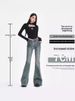 Vintage Washed Micro-flare Jeans, High-waisted, Tight-fitting, Butt-lifting, Height-enhancing, Slimming,_ecoleips.com