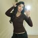 Sexy Lace Trim Long Sleeve T-shirt Solid V Neck Slim Fit Crop Top Fashion Splice Hottie Club Party Top Autumn New Lady Pullover_ecoleips.com