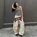 Spring And Summer Strappy Splicing Hot Girl Street Hip Hop Street Dance Trousers Casual Loose Large Men And Women Sports Pants_ecoleips.com