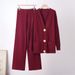 Women's European American Style Fashion Suit Cardigan Copper Button Top Casual Pants Two Piece Set Spring Autumn New_ecoleips.com
