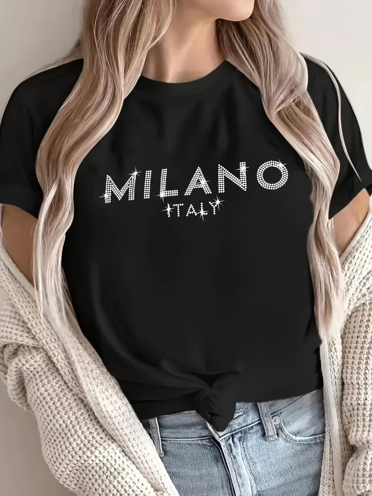 Women's Summer Casual Fashion T-Shirt Short Sleeved European American Style Letter Print Top A77_ecoleips.com