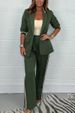 Women's Clothing Fashion Loose Lapel Striped Suit Two piece _ecoleips.com