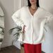 Luxury Faux Mink V-Neck Cardigan – Oversized Knit Sweater Coat For Women (Camel/Grey/Pink/White)_ecoleips.com