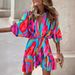 Autumn Bat Sleeve V-Neck Hem Irregular Dress Women's Clothing_ecoleips.com