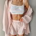 European And American Autumn Winter New Pink Wrinkle Fabric Long Sleeve Nightgown Shorts Pajama Two-Piece Set_ecoleips.com