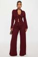 Tie-Front Blouse & Relaxed Pants Set - Trendy Polyester Two-Piece Outfit With Long Sleeves, Streetwear Elegance_ecoleips.com