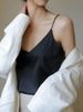 Women Halter V Neck Basic White Cami Spaghetti Strap Top Sleeveless Satin Silk 2026 Tank Tops Women'S Summer Camisole_ecoleips.com
