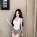Sweet And Spicy Buttoned Halter Neck Camisole Women's Summer Slim Fit Sexy Pure Desire Sleeveless Tube Short Top_ecoleips.com