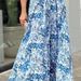 Women's Casual Loose Fit Floral Print Midi Dress Elegant Off-Shoulder European And American Style Beach Skirt_ecoleips.com