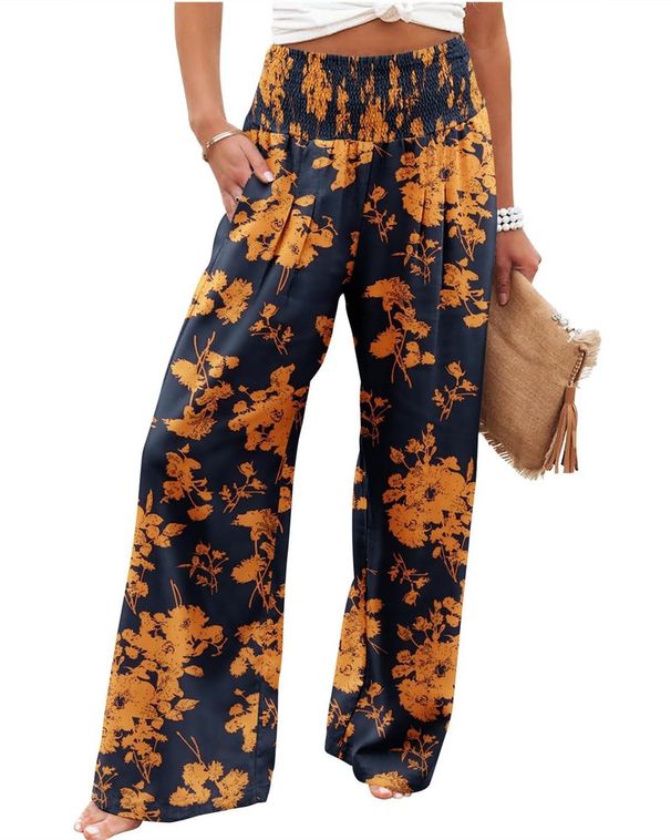 Women's Clothing Summer Fashion Temperament Loose Printed High Waist Wide Leg Trousers Ladies Leisure_ecoleips.com