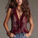 Voya Women's New Spring Fungus Edge Zipper Paisley Bohemian Vest Top, Casual Multi Color Option_ecoleips.com