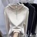 European Solid Color Half Zipper Abraded Thickened Hooded Sweater Women's German Velvet Bottoming Top Hoodie_ecoleips.com