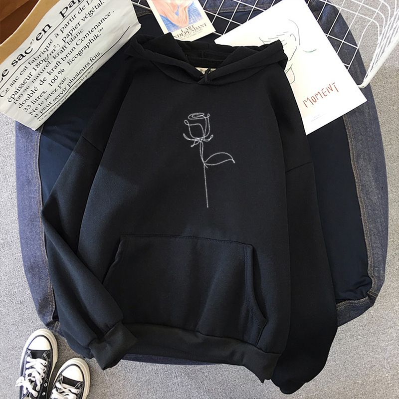 Women's Clothing autumn and winter new style hooded sweatshirt for women plus velvet student loose casual couple long sleeved tops for women_ecoleips.com