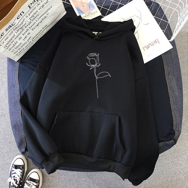 Women's Clothing autumn and winter new style hooded sweatshirt for women plus velvet student loose casual couple long sleeved tops for women_ecoleips.com