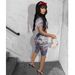 Women's Sheer Mesh Tattoo Print Short Sleeve Top + Tie-Waist Shorts Set – Sexy Streetwear Two-Piece Outfit (S-Xxl)_ecoleips.com