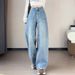 Stylish Straight-leg Jeans With Sparkling Rhinestones For Women, Spring And Autumn, American Style, High-waisted,_ecoleips.com