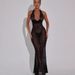 Women’s Clothing Fashion Trend Sequined Deep V Halter Neck Hip Skirt Female Winter New Sexy Slim Slightly Revealing Back Long Skirt_ecoleips.com