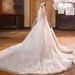 Elegant Handcrafted Wedding Dress With Deep V-Neck & Long Sleeves, Luxurious Polyester Fabric, Floor-Length Gown For Brides_ecoleips.com