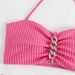Women's Clothing Striped Halter Neck Fashion Split Biniki Swimsuit Female_ecoleips.com