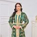 MT052 Middle Eastern Cross-border Foreign Trade Arab Robe Embroidered Long Cardigan Two-piece Dress With Ruffles_ecoleips.com