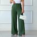 Spring And Summer Thin Trousers Solid Color Loose Pleated Wide Leg Casual Pants Semi Elastic Waist_ecoleips.com
