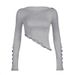 WG006 Bow-tie Sleeve Irregular Short Wom, Sweet And Spicy, Cropped, Slim-fit, Diagonal Collar, Long-sleeve Top For_ecoleips.com