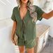 Diyun European American 2025 Spring Summer Casual Solid Color Vacation Style Short Sleeve Tie Top And_ecoleips.com