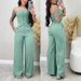 Cross-border Foreign Trade Fashion Two-piece Set, European And American Sexy Strapless Top With Solid Color Pants,_ecoleips.com